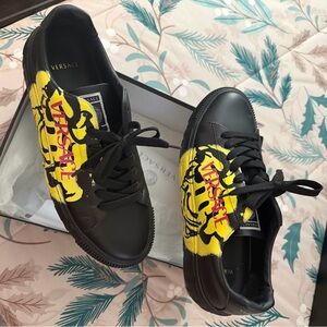Versace Women's Bold Black and Yellow Sneakers